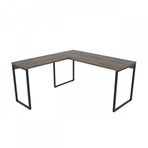Escrivaninha Mesa Escritório em L Estilo 1,50Mx1, Kuadra Compace 150cm Industrial Carvalho Dark
