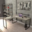Ver imagem 1 de Mesa de Escritório em L Estilo 1,50Mx1, Kuadra Compace 150cm Industrial Connect Nude