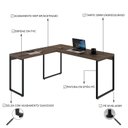 Ver imagem 5 de Escrivaninha Mesa Escritório em L Estilo 1,50MX1, Kuadra Compace 150cm Industrial Nogal Marrom