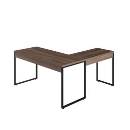 Escrivaninha Mesa Escritório em L Estilo 1,50MX1, Kuadra Compace 150cm Industrial Nogal Marrom - 3 Escrivaninha Mesa Escritório em L Estilo 1,50MX1, Kuadra Compace 150cm Industrial Nogal Marrom - 3