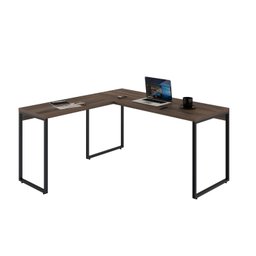 Escrivaninha Mesa Escritório em L Estilo 1,50MX1, Kuadra Compace 150cm Industrial Nogal Marrom - 6 Escrivaninha Mesa Escritório em L Estilo 1,50MX1, Kuadra Compace 150cm Industrial Nogal Marrom - 6