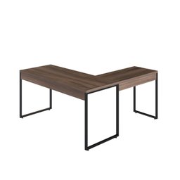 Escrivaninha Mesa Escritório em L Estilo 1,50MX1, Kuadra Compace 150cm Industrial Nogal Marrom - 3 Escrivaninha Mesa Escritório em L Estilo 1,50MX1, Kuadra Compace 150cm Industrial Nogal Marrom - 3