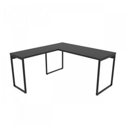 Escrivaninha Mesa Escritório em L Estilo 1,50Mx1, Kuadra Compace 150cm Industrial Preto Ônix - 3 Escrivaninha Mesa Escritório em L Estilo 1,50Mx1, Kuadra Compace 150cm Industrial Preto Ônix - 3