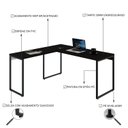 Ver imagem 5 de Escrivaninha Mesa Escritório em L Estilo 1,50MX1, Kuadra Compace 150cm Industrial Preto Ônix
