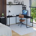 Ver imagem 1 de Escrivaninha Mesa Escritório em L Estilo 1,50MX1, Kuadra Compace 150cm Industrial Preto Ônix