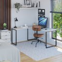 Ver imagem 1 de Escrivaninha Mesa Escritório em L Estilo 1,50MX1, Kuadra Compace 150cm Industrial Snow Bege