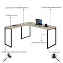 Ver imagem 6 de Escrivaninha Mesa Escritório em L Estilo 1,50MX1, Kuadra Compace 150cm Industrial Snow Bege