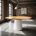 Ver imagem 1 de Mesa de Jantar Oval 160x90cm Freijó - Base Cone Branco