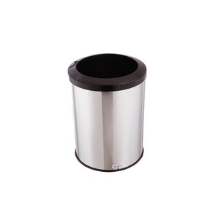 Lixeira Redonda Inox 30 Litros Com Aro Plástico Reciclável - Preto