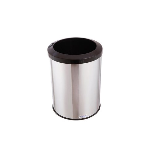 Lixeira Redonda Inox 30 Litros Com Aro Plástico Reciclável - Preto