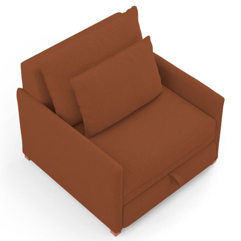 Poltrona Retrátil Cama Solteiro 2 em 1 Zia Confortável e Funcional Bouclê Terracota - Desk Design