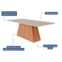 Ver imagem 3 de Mesa de Madeira Helena 210 Cm com Vidro Cinamomo/off White - Cimol