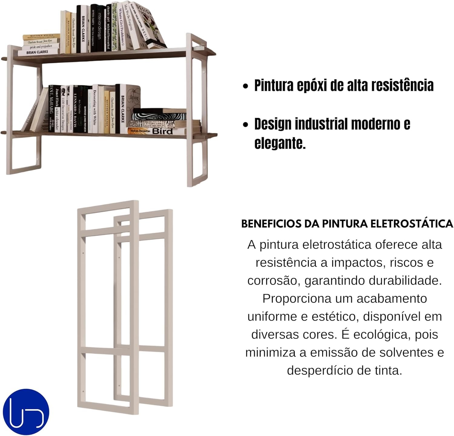 Prateleira Nicho Industrial Branco Suporte Quarto Cozinha Escritório Parede Design Elegante Organiza - 8