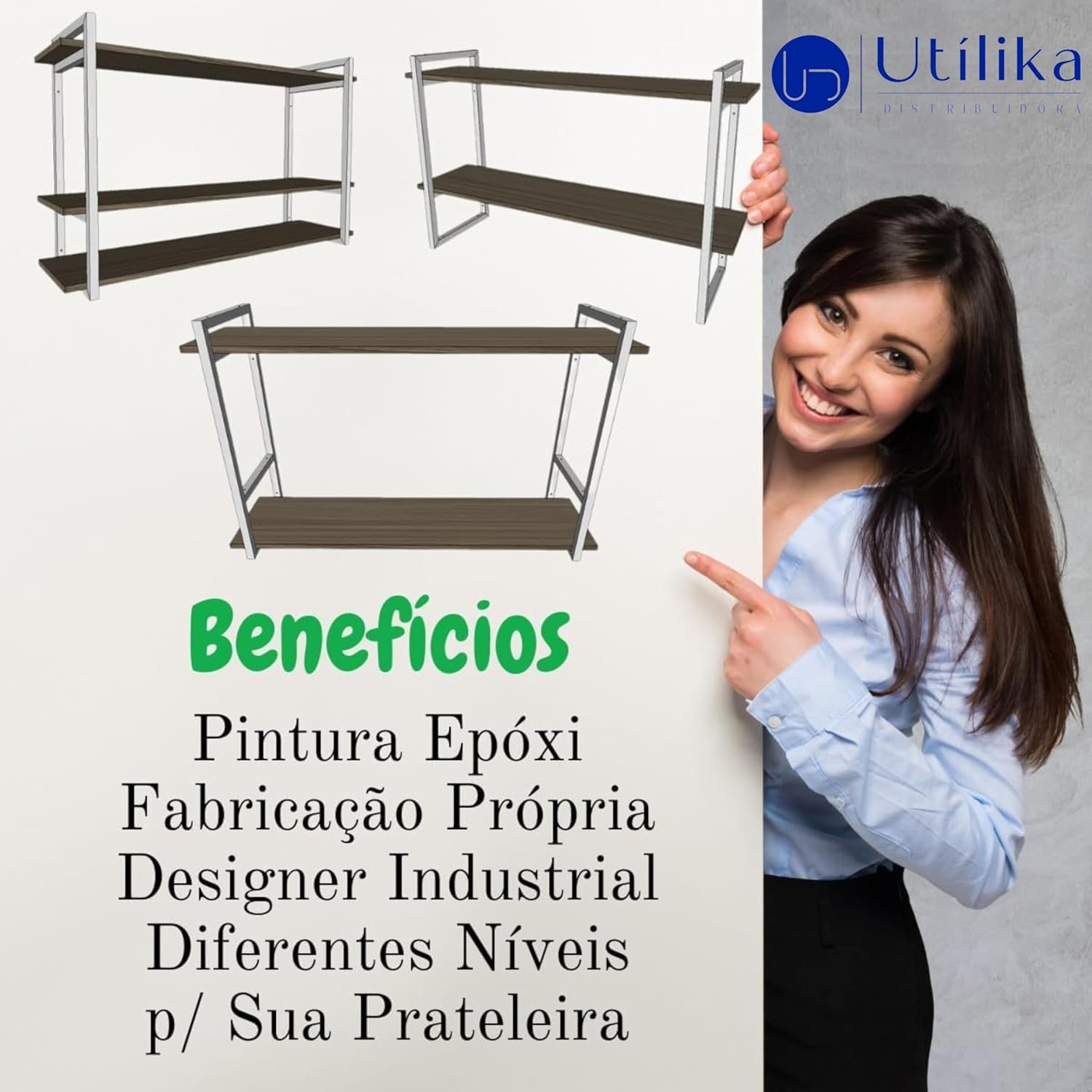 Prateleira Nicho Industrial Branco Suporte Quarto Cozinha Escritório Parede Design Elegante Organiza - 9