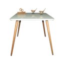 Ver imagem 1 de Mesa Jantar Pés Palitos Tampo Quadrado Vidro Laqueado 70cm - Off White