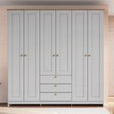 Ver imagem 1 de Guarda-Roupa 6 Portas e 3 Gavetas Americano Branco/Gelo/Ipê