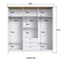Ver imagem 4 de Guarda-Roupa 6 Portas e 3 Gavetas Americano Branco/Gelo/Ipê