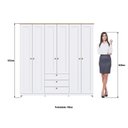 Ver imagem 6 de Guarda-Roupa 6 Portas e 3 Gavetas Americano Branco/Gelo/Ipê