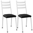 Ver imagem 1 de Kit 2 Cadeiras Tubular Europa 118 Branco Assento Preto Brilhante Artef