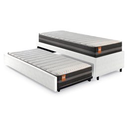 Bicama Box Solteiro Courino Linho Branco 88x188 com Colchão Bogotá Molas Ultralastic Inducol - 1