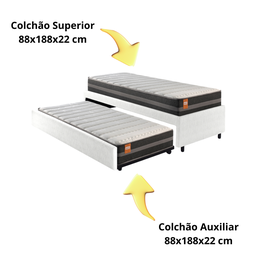 Bicama Box Solteiro Courino Linho Branco 88x188 com Colchão Bogotá Molas Ultralastic Inducol - 7