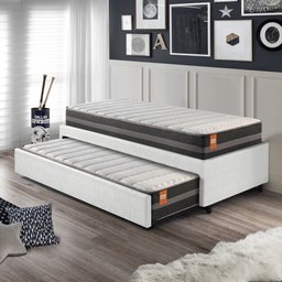 Bicama Box Solteiro Courino Linho Branco 88x188 com Colchão Bogotá Molas Ultralastic Inducol - 3
