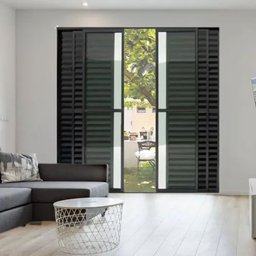 Porta de Alumínio de Correr 6 Folhas com Trinco Abertura Central 210x200cm Preto Allo Esquadrias - 2