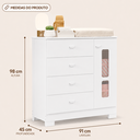 Ver imagem 3 de Quarto Completo Katatau para Quarto de Bebê Berço 3 em 1, Guarda-Roupa 2 Portas, Cômoda Sapateira 100% MDF, Detalhes Acrílico Branco Fosco