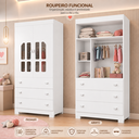 Ver mais imagens de Quarto Completo Katatau para Quarto de Bebê Berço 3 em 1, Guarda-Roupa 2 Portas, Cômoda Sapateira 100% MDF, Detalhes Acrílico Branco Fosco