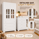Ver imagem 7 de Quarto Completo Katatau para Quarto de Bebê Berço 3 em 1, Guarda-Roupa 2 Portas, Cômoda Sapateira 100% MDF, Detalhes Acrílico Branco Fosco