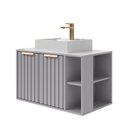 Ver imagem 2 de Gabinete para Banheiro 80cm com 2 Portas 2 Nichos e Cuba de Sobrepor Noruega Cinza/Platina