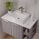 Ver imagem 7 de Gabinete para Banheiro 80cm com 2 Portas 2 Nichos e Cuba de Sobrepor Noruega Cinza/Platina