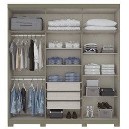 Guarda-Roupa Casal 2 Espelhos 6 Portas Flora  - 2