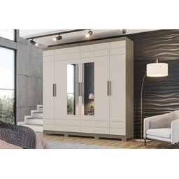 Guarda-Roupa Casal 2 Espelhos 6 Portas Flora  - 1