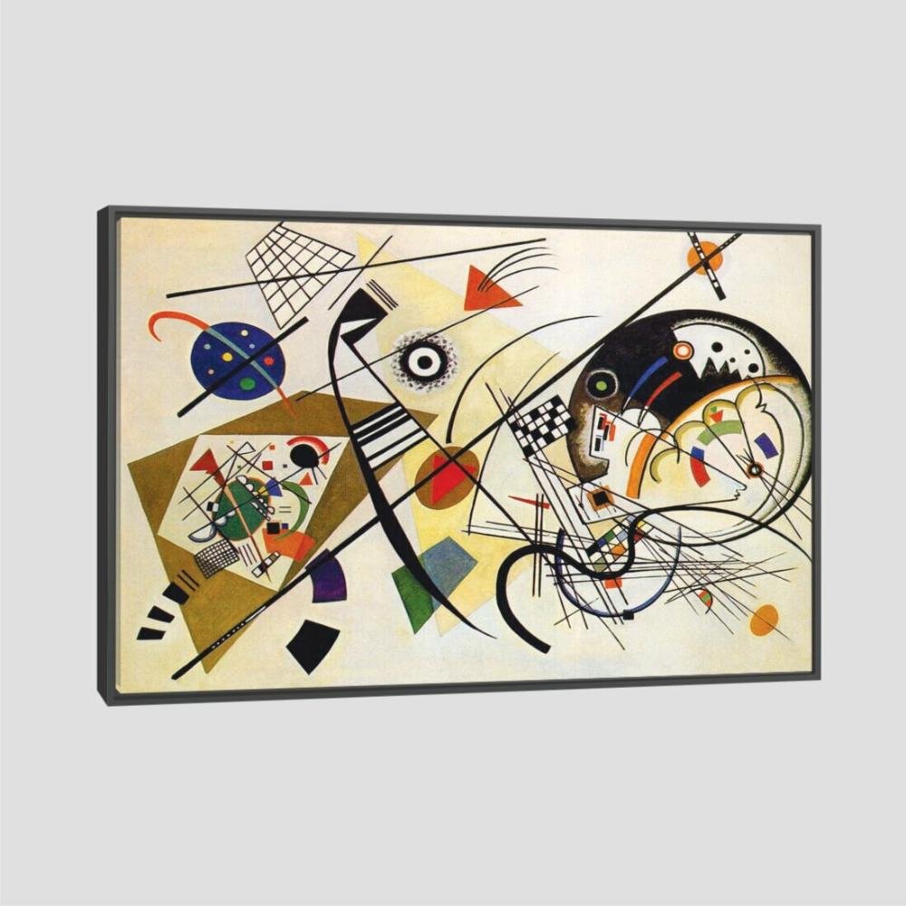 Quadro Kandinsky Linha Transversal Tela Moldura Preta 45X30Cm - 1