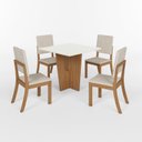 Ver imagem 2 de Conjunto Sala Jantar Mesa Vértice 90cm Canto Reto com Vidro 4 Cadeiras Milla Off White/Nature