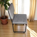 Ver imagem 4 de Cadeira Estofada de Aço Ferro Cor Preto com Estofado Cinza Estilo Industrial Cd-02