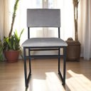 Ver imagem 2 de Cadeira Estofada de Aço Ferro Cor Preto com Estofado Cinza Estilo Industrial Cd-02