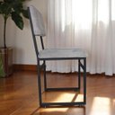 Ver imagem 3 de Cadeira Estofada de Aço Ferro Cor Preto com Estofado Cinza Estilo Industrial Cd-02