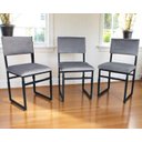 Ver imagem 5 de Cadeira Estofada de Aço Ferro Cor Preto com Estofado Cinza Estilo Industrial Cd-02