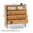 Ver imagem 3 de Cômoda 5 Gavetas Madeira Maciça com Telinha Rattan Viena Mel Marrom