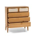 Ver imagem 4 de Cômoda 5 Gavetas Madeira Maciça com Telinha Rattan Viena Mel Marrom