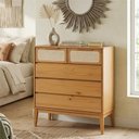 Ver imagem 1 de Cômoda 5 Gavetas Madeira Maciça com Telinha Rattan Viena Mel