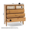 Ver imagem 3 de Cômoda 5 Gavetas Madeira Maciça com Telinha Rattan Viena Mel