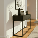 Ver imagem 2 de Aparador Moderno para Hall de Entrada 110 Cm Base Metálica Preta Mdf/mdp Resistente com Gavetas:pret