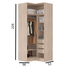 Armário de Canto 2 Portas 2 Portas e 3 Gavetas Irlanda Amêndola/Branco para Quarto - Demóbile - 3 Armário de Canto 2 Portas 2 Portas e 3 Gavetas Irlanda Amêndola/Branco para Quarto - Demóbile - 3
