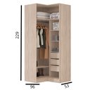 Ver imagem 3 de Armário de Canto 2 Portas 2 Portas e 3 Gavetas Irlanda Amêndola/Branco para Quarto - Demóbile