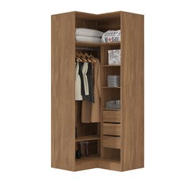 Armário de Canto 2 Portas 2 Portas e 3 Gavetas Irlanda Amêndola/Branco para Quarto - Demóbile - 2 Armário de Canto 2 Portas 2 Portas e 3 Gavetas Irlanda Amêndola/Branco para Quarto - Demóbile - 2