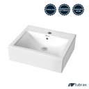 Ver imagem 3 de Cuba Lavabo Banheiro Em Cerâmica Louça Quadrada Branca Apoio Tubrax
