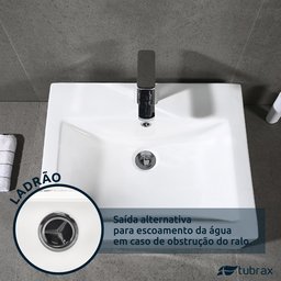 Cuba Lavabo Banheiro Em Cerâmica Louça Quadrada Branca Apoio Tubrax - 7